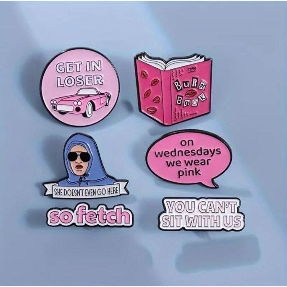 Mean Girls 6-Piece Enamel Pin Set - Iconic Movie Quotes & Characters Collection